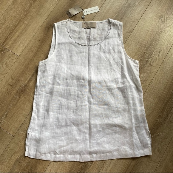 NWT Paul Costelloe linen sleeveless blouse Living Studio  sleeveless tank - Picture 5 of 11